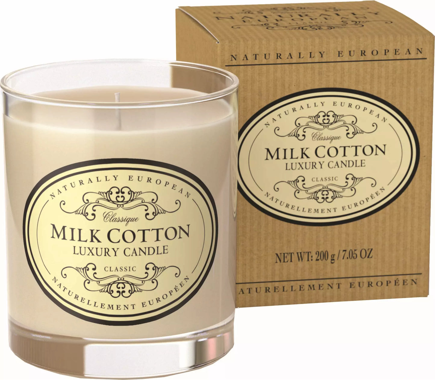 Luxury Candle Doftljus ”Milk Cotton” Naturally European, 200g